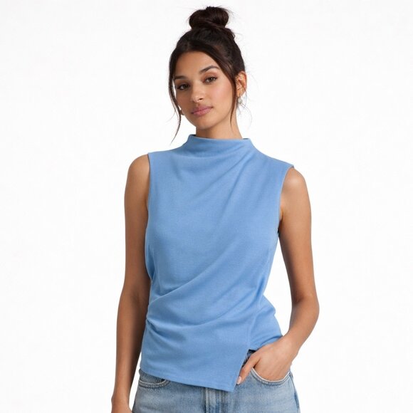 NWT A.L.C. Amira Ruched Sleeveless Top Oceania Blue Size 8